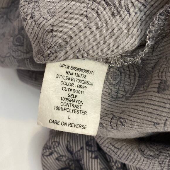 About A Girl Boho Crochet open back button up floral rose print L Pocket Western - Picture 11 of 12